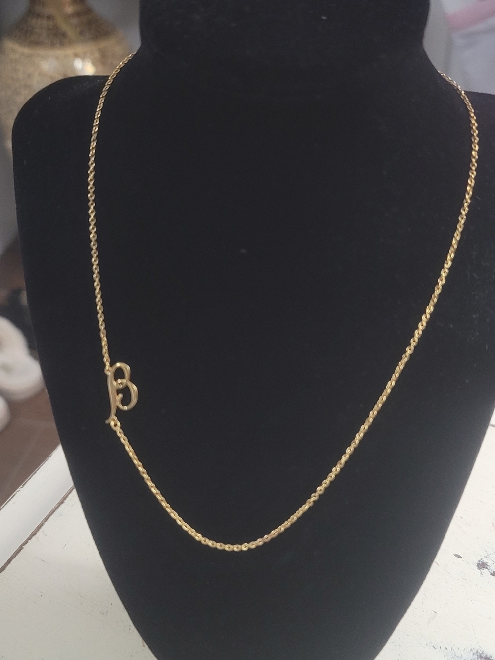 Initial 'B' Minimalist Gold Chain Necklace  Decorative Hook - Women Jewelry New